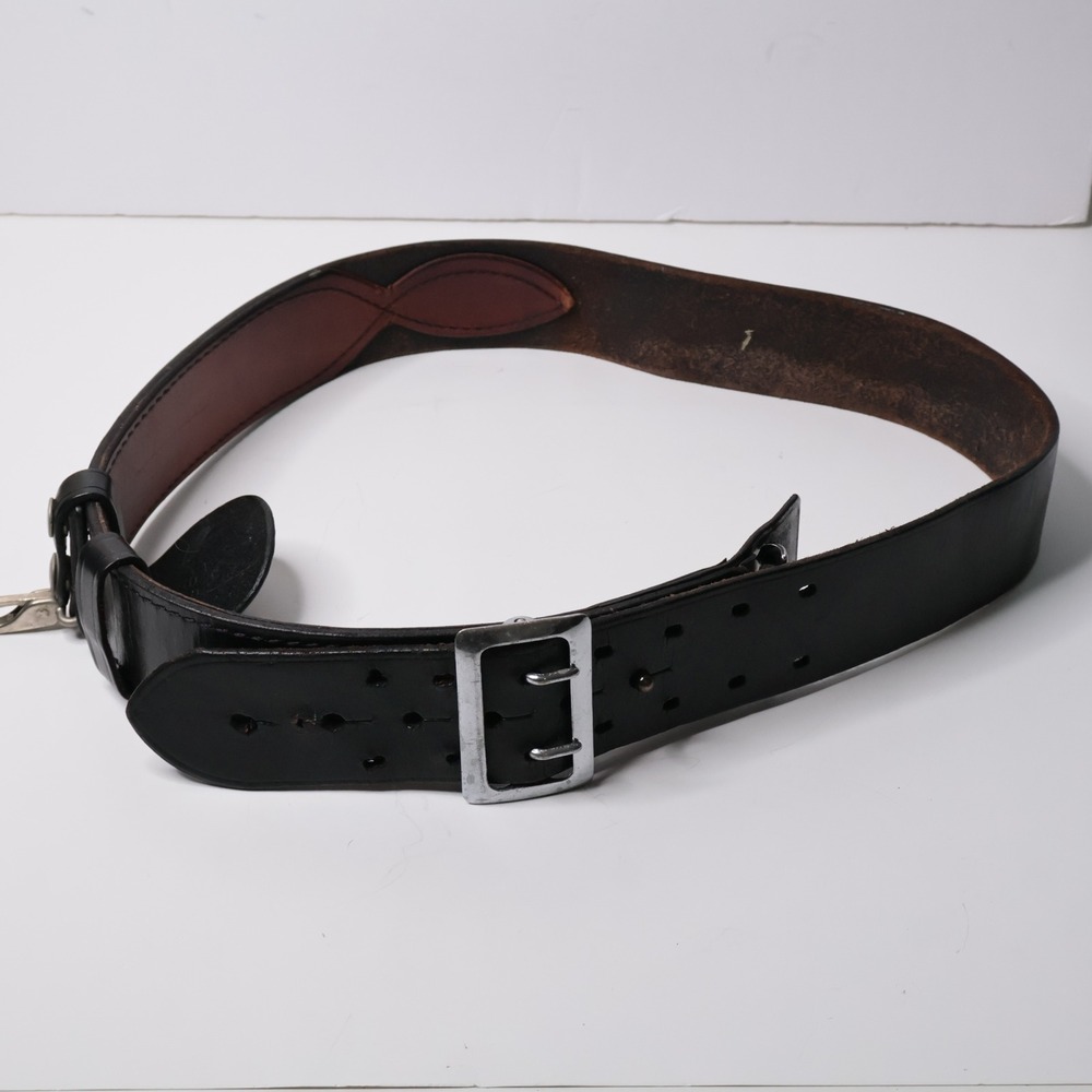 Safariland 42 MDL 88 Black Leather Police Duty Belt Double Prong Buckle Vintage